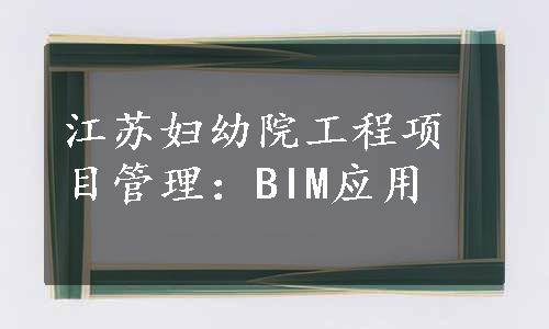 江苏妇幼院工程项目管理：BIM应用