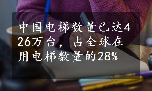 中国电梯数量已达426万台，占全球在用电梯数量的28%