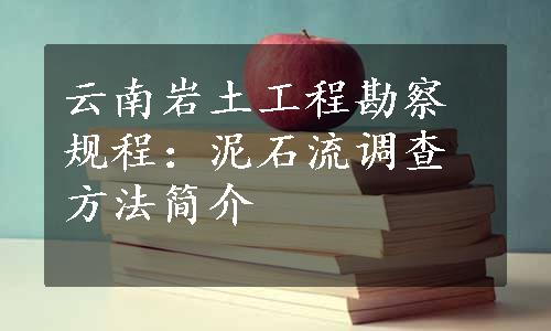 云南岩土工程勘察规程：泥石流调查方法简介