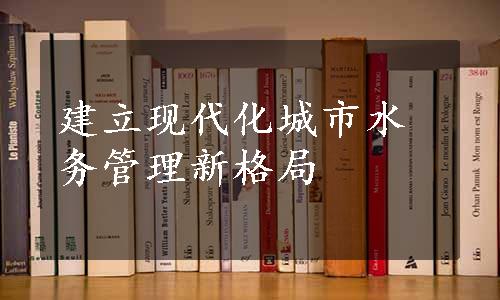 建立现代化城市水务管理新格局