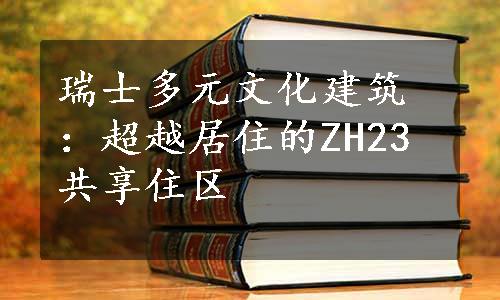 瑞士多元文化建筑：超越居住的ZH23共享住区