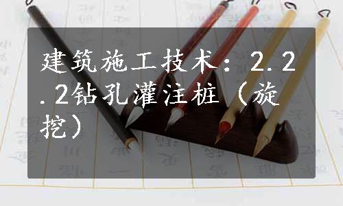 建筑施工技术：2.2.2钻孔灌注桩（旋挖）