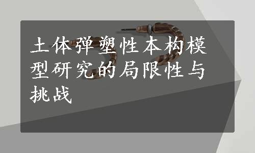 土体弹塑性本构模型研究的局限性与挑战