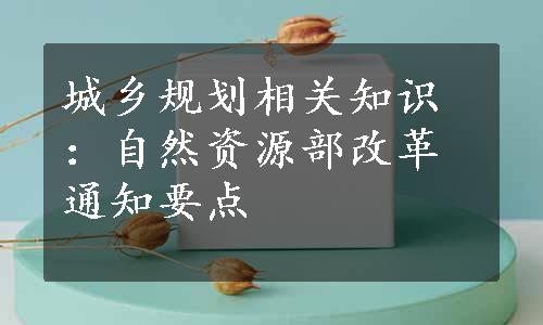 城乡规划相关知识：自然资源部改革通知要点