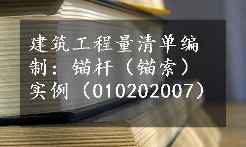 建筑工程量清单编制：锚杆（锚索）实例（010202007）