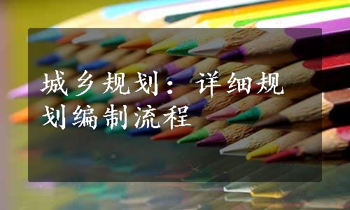 城乡规划：详细规划编制流程