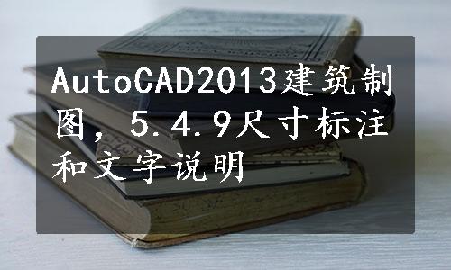 AutoCAD2013建筑制图，5.4.9尺寸标注和文字说明