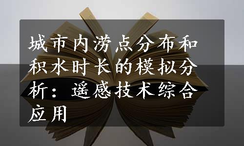 城市内涝点分布和积水时长的模拟分析：遥感技术综合应用