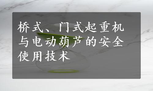 桥式、门式起重机与电动葫芦的安全使用技术