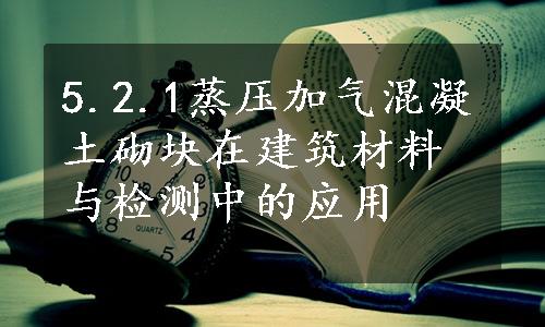 5.2.1蒸压加气混凝土砌块在建筑材料与检测中的应用