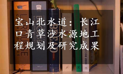 宝山北水道：长江口青草沙水源地工程规划及研究成果