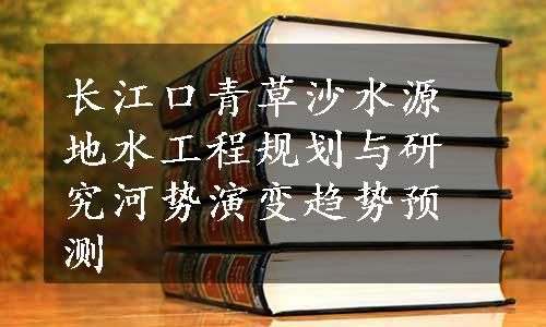 长江口青草沙水源地水工程规划与研究河势演变趋势预测