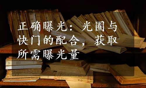 正确曝光：光圈与快门的配合，获取所需曝光量