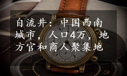 自流井：中国西南城市，人口4万，地方官和商人聚集地