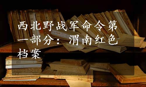 西北野战军命令第一部分：渭南红色档案