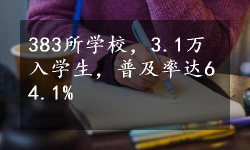 383所学校，3.1万入学生，普及率达64.1%