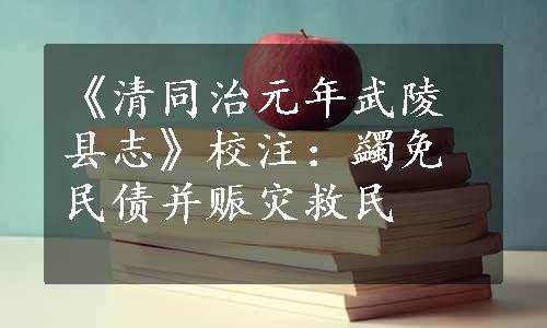 《清同治元年武陵县志》校注：蠲免民债并赈灾救民