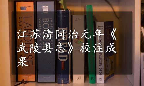 江苏清同治元年《武陵县志》校注成果