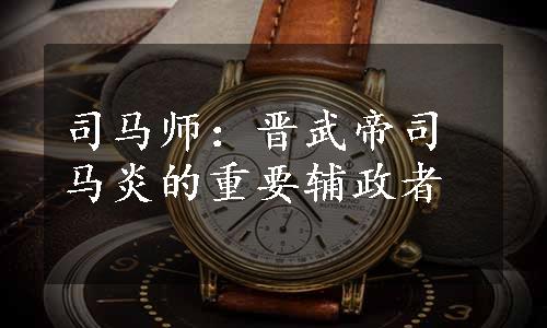 司马师：晋武帝司马炎的重要辅政者