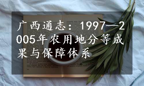 广西通志：1997—2005年农用地分等成果与保障体系