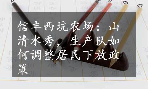 信丰西坑农场：山清水秀，生产队如何调整居民下放政策