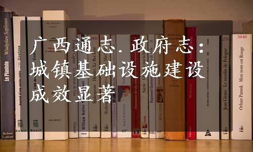 广西通志.政府志：城镇基础设施建设成效显著