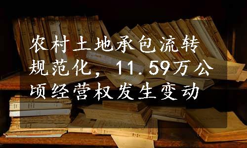 农村土地承包流转规范化，11.59万公顷经营权发生变动