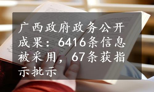 广西政府政务公开成果：6416条信息被采用，67条获指示批示