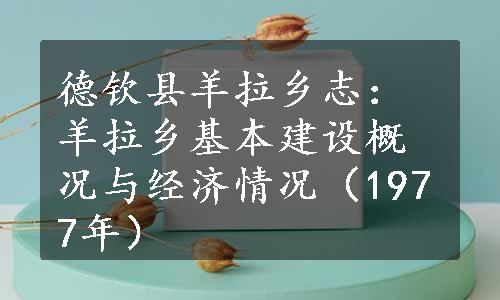 德钦县羊拉乡志：羊拉乡基本建设概况与经济情况（1977年）