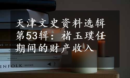 天津文史资料选辑第53辑：褚玉璞任期间的财产收入