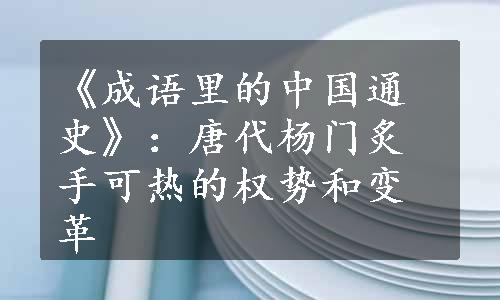 《成语里的中国通史》：唐代杨门炙手可热的权势和变革