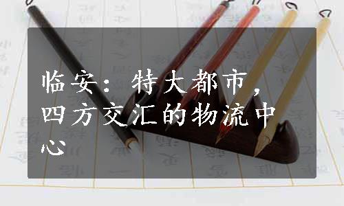 临安：特大都市，四方交汇的物流中心