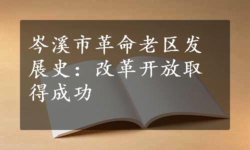 岑溪市革命老区发展史：改革开放取得成功