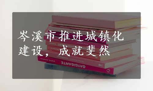 岑溪市推进城镇化建设，成就斐然