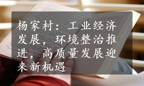 杨家村：工业经济发展，环境整治推进，高质量发展迎来新机遇