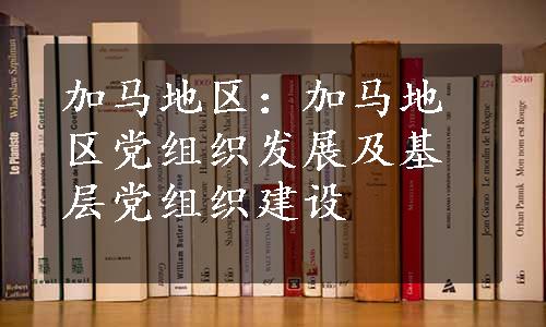 加马地区：加马地区党组织发展及基层党组织建设