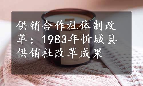 供销合作社体制改革：1983年忻城县供销社改革成果