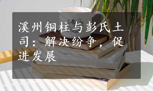 溪州铜柱与彭氏土司：解决纷争，促进发展