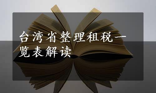 台湾省整理租税一览表解读