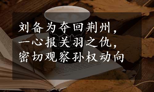 刘备为夺回荆州，一心报关羽之仇，密切观察孙权动向