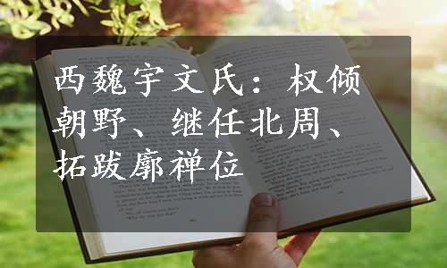 西魏宇文氏：权倾朝野、继任北周、拓跋廓禅位