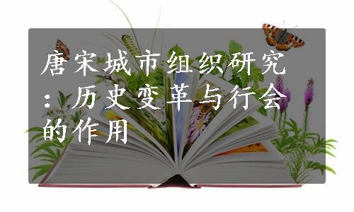 唐宋城市组织研究：历史变革与行会的作用