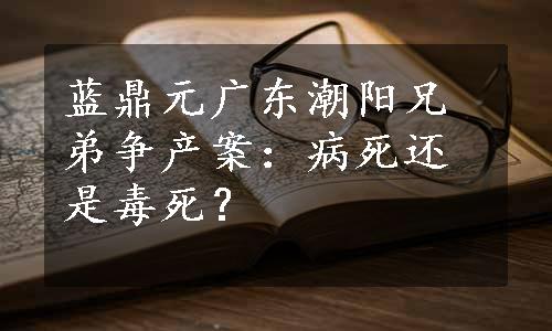 蓝鼎元广东潮阳兄弟争产案：病死还是毒死？