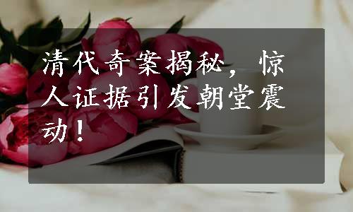 清代奇案揭秘，惊人证据引发朝堂震动！