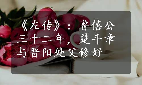 《左传》：鲁僖公三十二年，楚斗章与晋阳处父修好