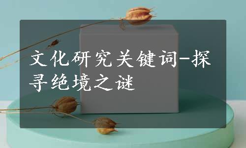 文化研究关键词-探寻绝境之谜