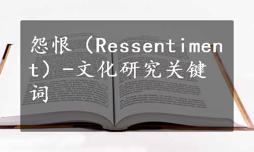 怨恨（Ressentiment）-文化研究关键词