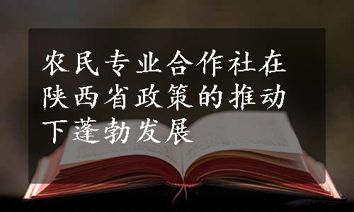 农民专业合作社在陕西省政策的推动下蓬勃发展