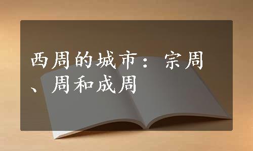 西周的城市：宗周、周和成周