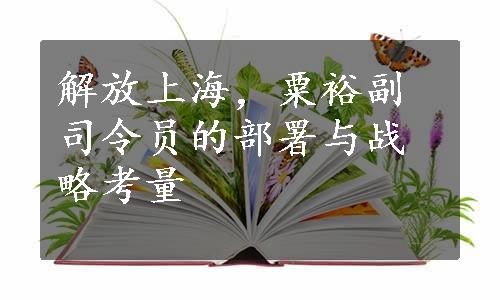 解放上海，粟裕副司令员的部署与战略考量